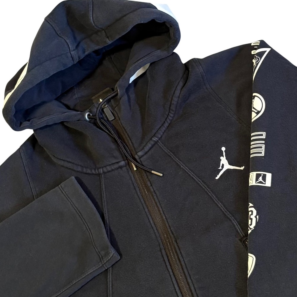 Jordan Full Zip Hoodie Mens XL Black Graphic Sleeve Jumpman 813033-010